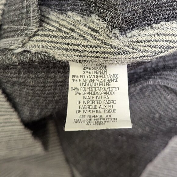 Theory Silk Fit & Flare Sleeveless V Neck Dress Soft Linen Stripe Women's Size 2 - Picture 4 of 8